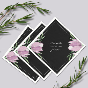 Purple Magnolia Floral Botanical Watercolor Napkins