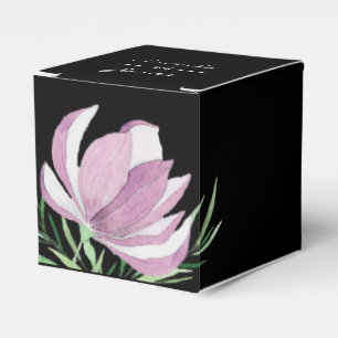 Purple Magnolia Floral Watercolor Botanical Favor Boxes