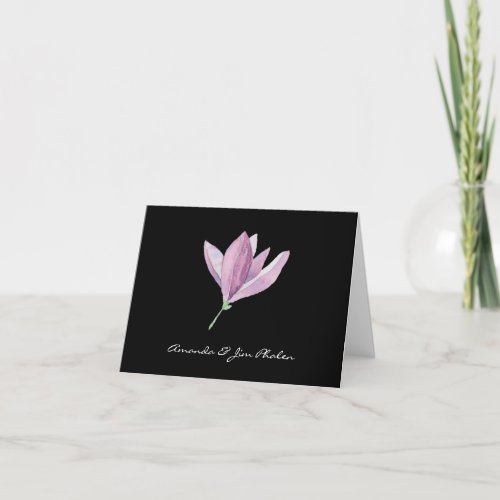 Purple Magnolia Floral Watercolor Thank You Card