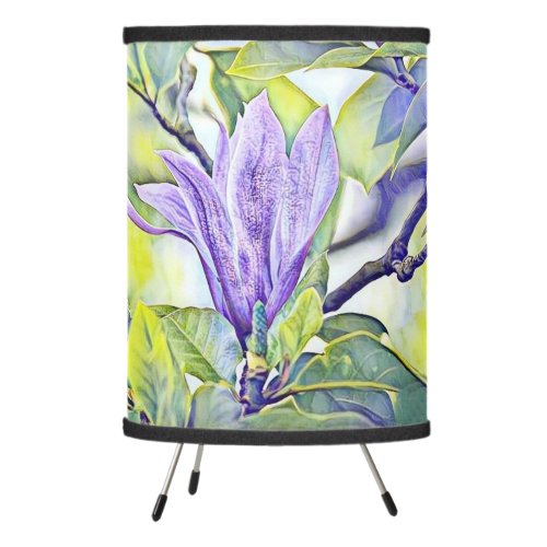 Purple magnolia flower watercolor green backgound  tripod lamp