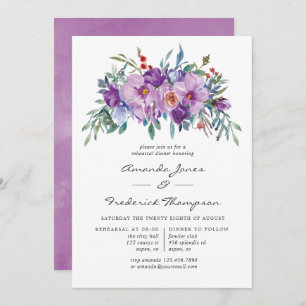 Purple Magnolias and Roses Rehearsal Dinner Invitation