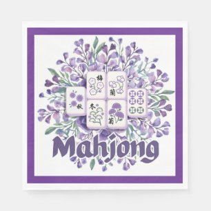 Purple Mahjong Tiles Napkins