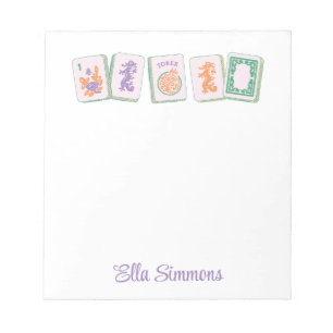 Purple Mahjong Tiles Notepad, Personalized Notepad