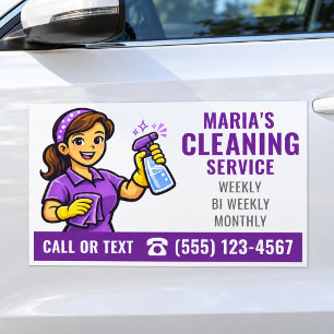 Purple Maid House Cleaning Service Car Magnet