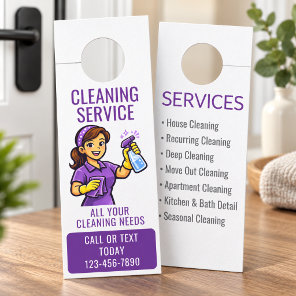 Purple Maid House Cleaning Service Door Hanger
