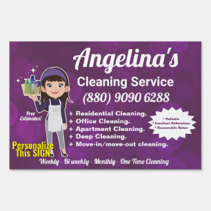 Purple Maid House Cleaning Service Janitorial  Sign