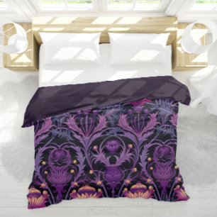 Purple Majesty Scottish Thistle  Luxe Art Nouveau  Duvet Cover