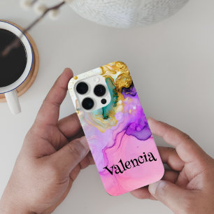 Purple Majesty Watercolor Fantasy Custom iPhone 15 Pro Case