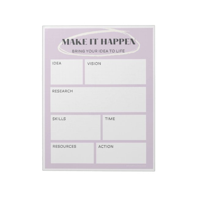 Purple Make it Happen Idea Map | Project Planner Notepad (Rotated)