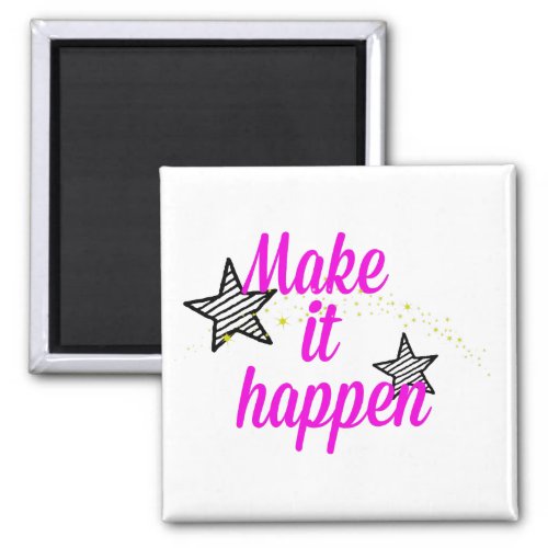 Purple Make It Happen with Stars and Glitter Magnet