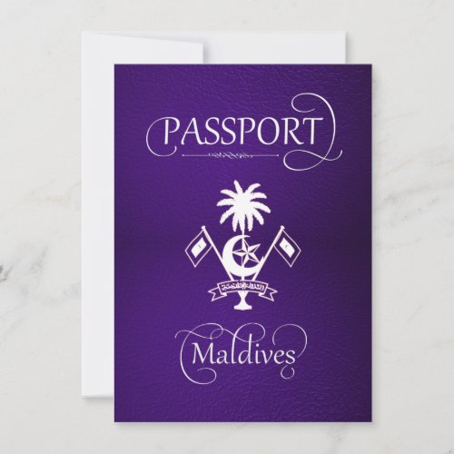 Purple Maldives Passport Save the Date Card