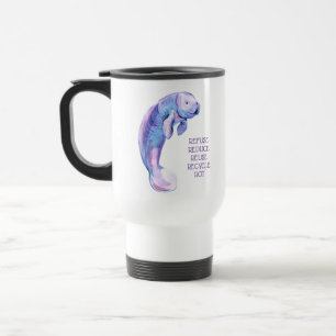 Purple manatee travel mug