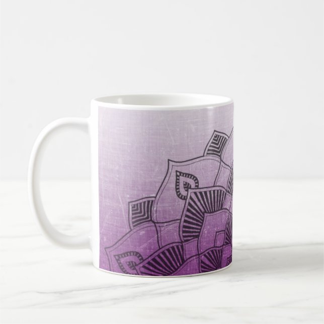 Purple Mandala Abstract Zen Coffee Mug (Left)