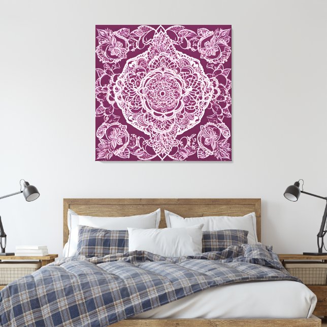 Purple mandala AI art  Canvas Print (Insitu(Bedroom))