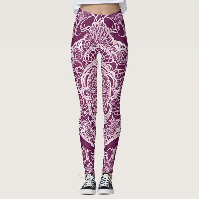 Purple mandala  AI art  Leggings (Front)