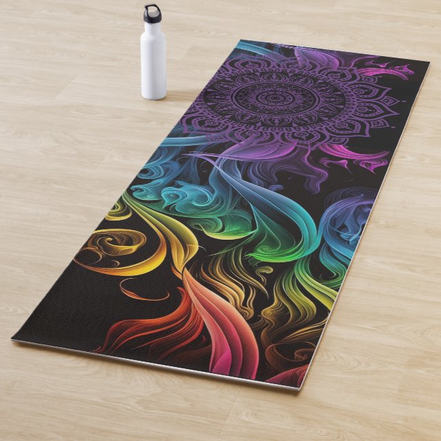 Purple Mandala Bold Black Colorful Chakra Yoga Mat (In Situ)