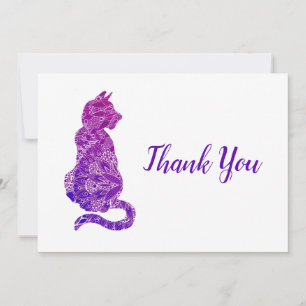 Purple Mandala Cat Thank You Card