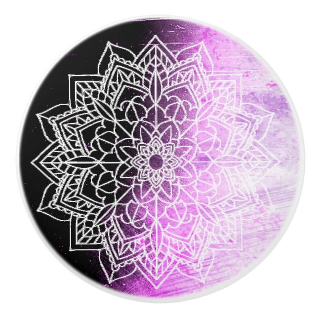 Purple Mandala Ceramic Knob (Front)