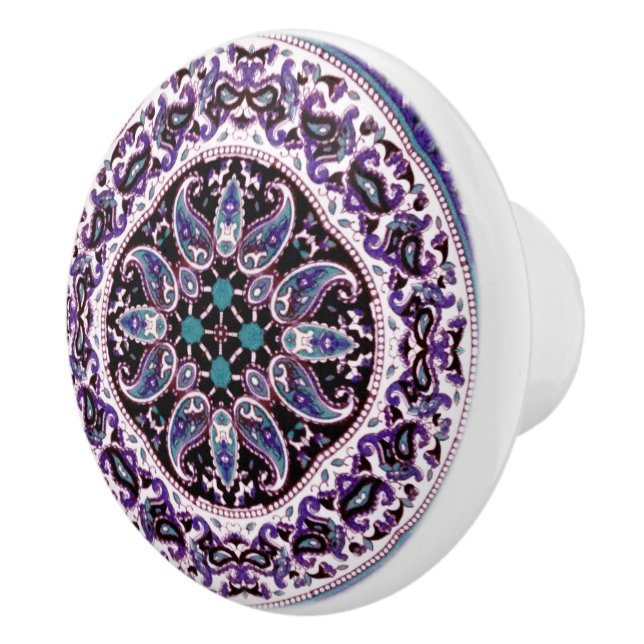 Purple Mandala Ceramic Knob (Right)
