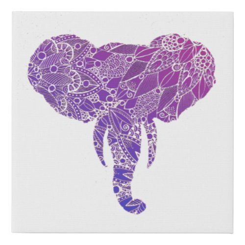 Purple Mandala Elephant Faux Canvas Print