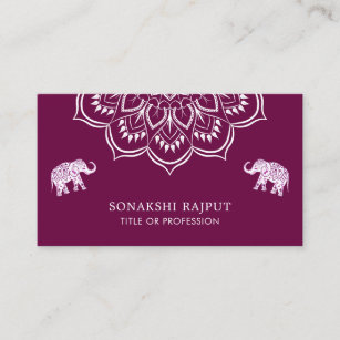 Purple Mandala Elephants Indian Business Card
