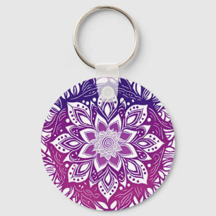 Purple Mandala Flower Keychain