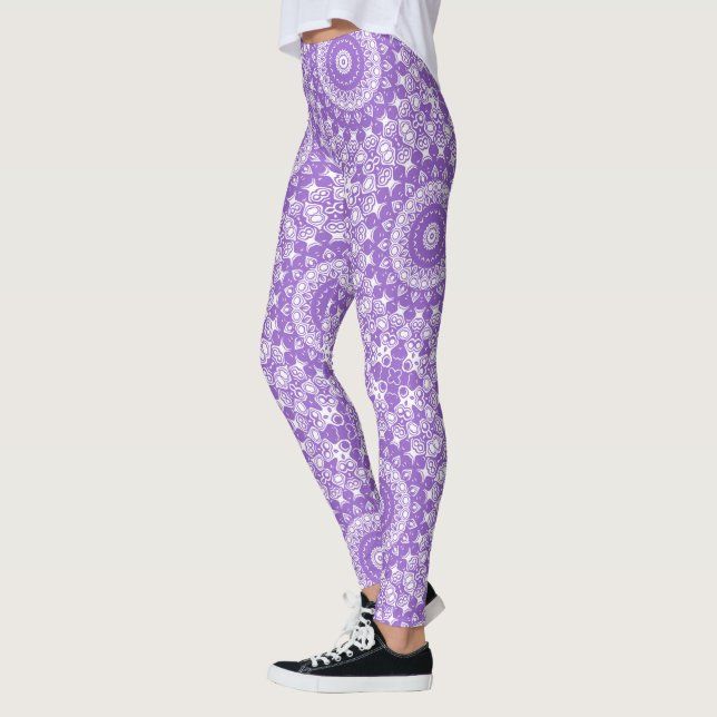 Purple Mandala Geometric Pattern Leggings (Left)