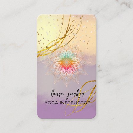 Purple Mandala Gold Meditation Holistic Elegant    Business Card