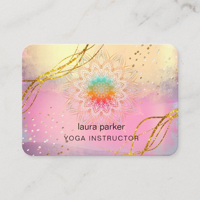 Purple  Mandala Gold Meditation Holistic Yoga   Business Card (Front)
