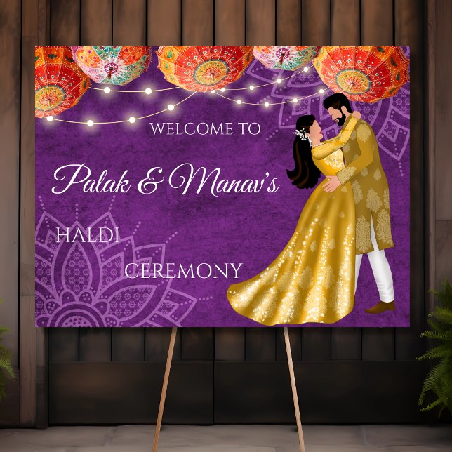 Purple mandala Haldi ceremony welcome sign (Creator Uploaded)