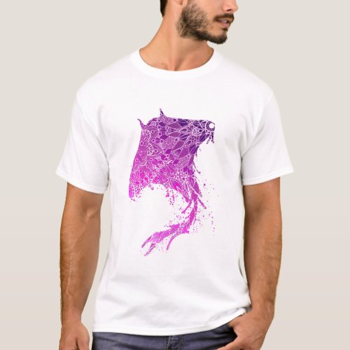 Purple Mandala Manta Ray T_Shirt