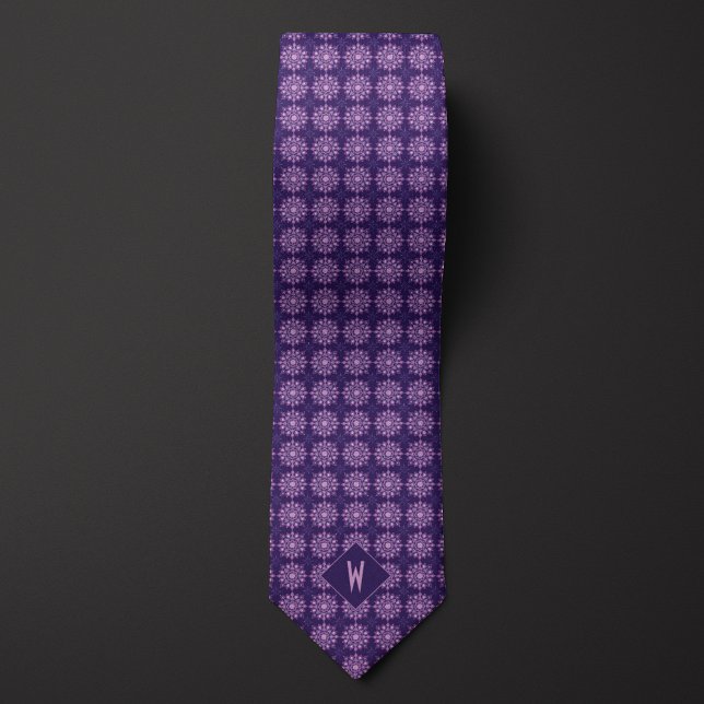 Purple Mandala Monogram Neck Tie (Creator Uploaded)