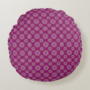 Purple Mandala Pattern Boho Reversible Round Pillow