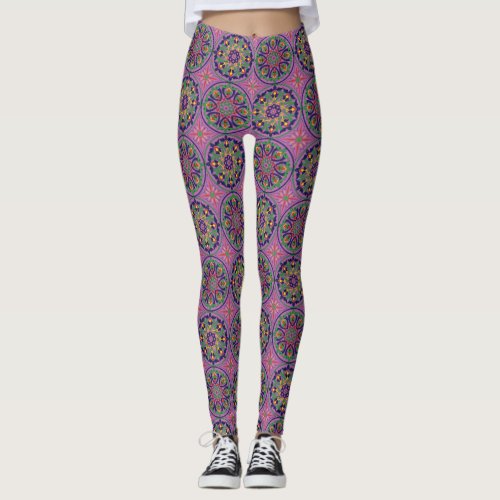 purple mandala pattern leggings
