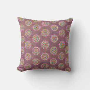 Purple Mandala Pattern Reversible Boho Throw Pillow
