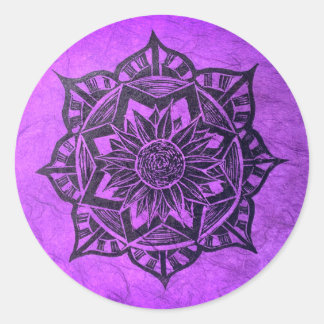 Purple Mandala Spiritual Round Sticker