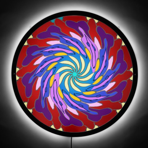 Purple Mandala Swirl Illuminated Sign