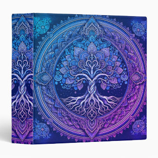 Purple Mandala Tree of Life 3 Ring Binder