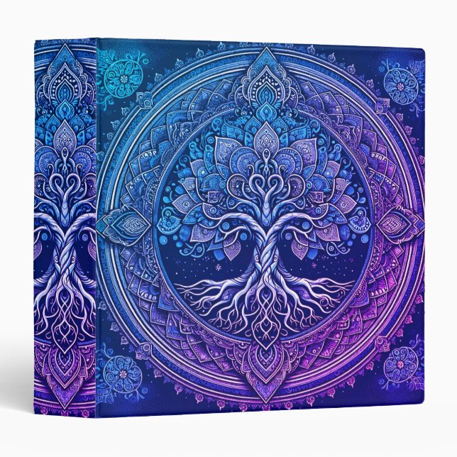 Purple Mandala Tree of Life 3 Ring Binder (Front/Spine)
