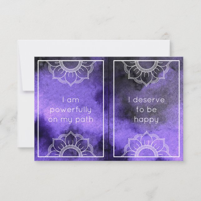 Purple Mandala Watercolor 2 Affirmation Cards (Front)