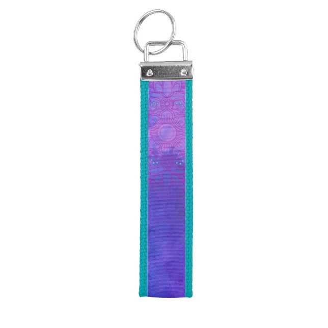 Purple Mandala Wrist Keychain (Keys on Top)