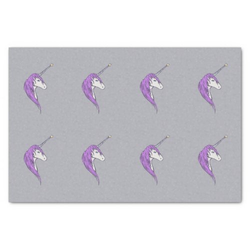 Purple Mane White Unicorn With Star Horn Tissue Paper