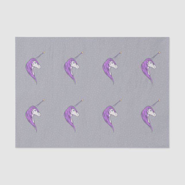 Purple Mane White Unicorn With Star Horn Tissue Paper (Front)