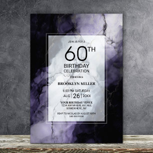 Purple Marble 60th Birthday Party Invitation