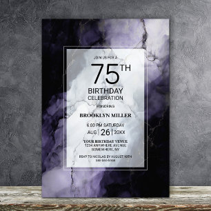 Purple Marble 75th Birthday Party Invitation