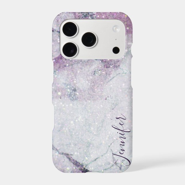 Purple Marble and Glitter Printed Texture Case-Mate iPhone Case (Back)