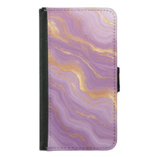 Purple Marble Background With Gold Veins Samsung Galaxy S5 Wallet Case