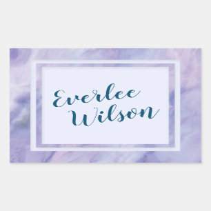 Purple Marble Border Rectangular Sticker