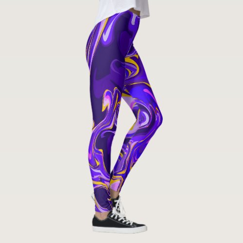 Purple Marble Design Pattern Leggings