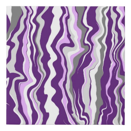 Purple Marble Fluid Art Cells or Stripes   Faux Canvas Print